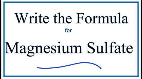 Magnesium sulfate formula. Things To Know About Magnesium sulfate formula. 