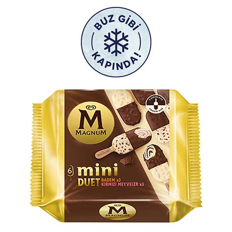 Magnum mini düet 6 li paket içerisinde belirtilen çeşitte ki dondurmalar (badem) çıkmadı.