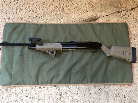 Magpul maverick 88. -The ultimate upgrade for the home defense shotgun builder. -One of the first forends to come out for the Maverick 88 with full Action-bars assembly. -Finally a replacement forend for the Mossberg 500 and Maverick 88 with integral hardware. -Includes integral action bars and Picatinny tri-rail (replaces your former tube assembly) -Excellent around tight corners and home hallways. -Adds all the ... 