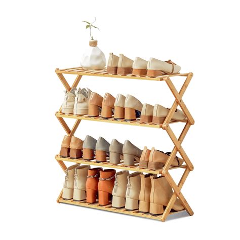 Magshion Bamboo 4 Tiers Installation-Free Folding Shoes Rack, …