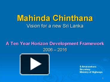 Mahinda Chinthana Vision For The Future