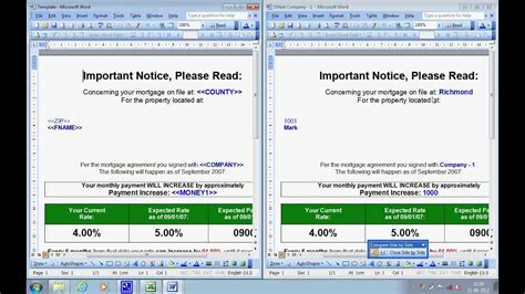 Mail merge software, creates documents by exporting data from Excel to