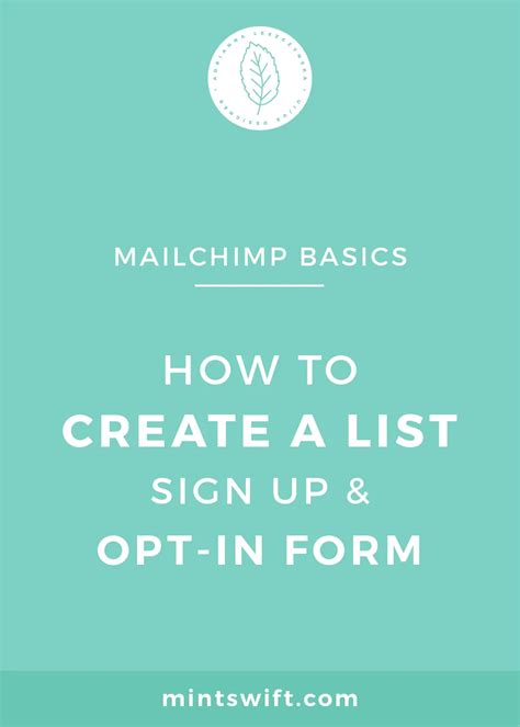 MailChimp Basics How to Create A List, Sign Up and OptIn Forms