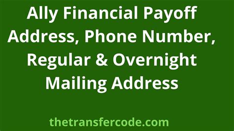 Mailing address for ally financial. ... Auto. Bank. Credit Cards. Home Loans. Invest. Lending. More Contacts Dealer Services, corporate finance, press, investor relations, mailing addresses and more ... 
