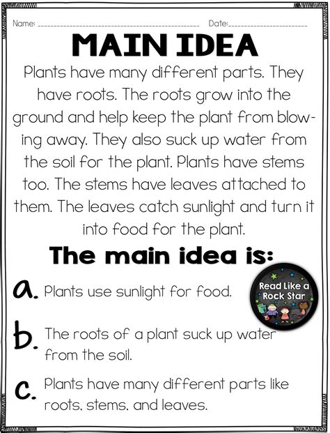 Main Idea Passages Printable Worksheets - ReadingVine