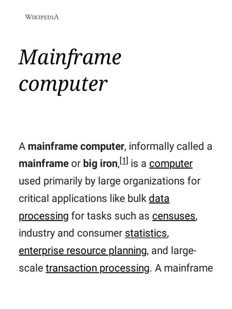 Mainframe computer pdf.  This paper provides an overview of Well Mainframes have n...