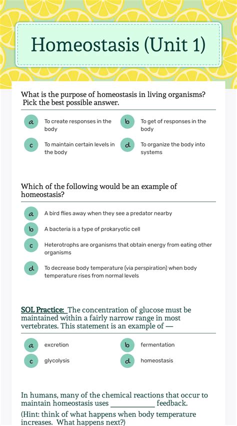 Maintaining Homeostasis Worksheet Answers Video Positive And Negative