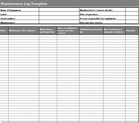 Maintenance Log Templates 2+ MS Word & Excel Free Log Templates