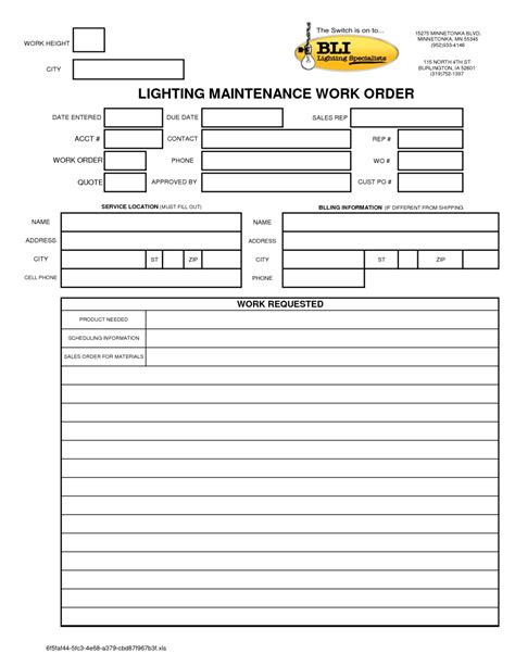 Maintenance Repair Job Card Template Microsoft Excel Template and