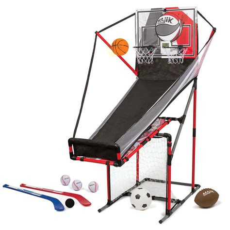 The Majik 5-in-1 Arcade Sport Center Game System is sure to keep the family entertained for hours on end.The fun is non-stop with 5 great games to choose from!Arcade Basketball, Football, Baseball, So. 