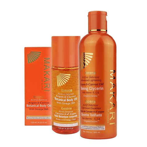 Makari de suisse. Visit Makari Online (Makari de Suisse) for a natural alternative to skin brightening. Our products are manufactured in Switzerland from the high quality ingredients. Tone Boosting Body Milk - Extreme Argan & Carrot Oil Tone Boosting Body Lotion - Naturalle Carotonic Extreme Glow Renewing Body Lotion. 