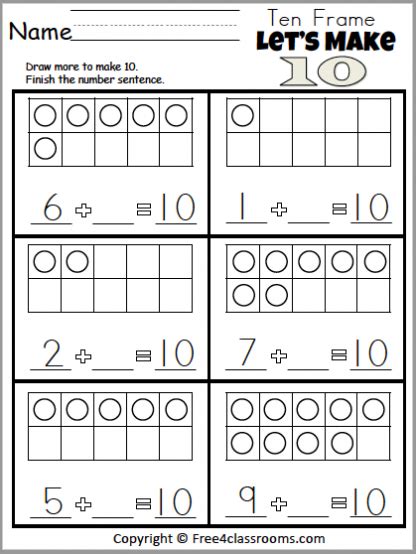 Make A Ten To Add Worksheets Add Make Ten Worksheets Math Gr