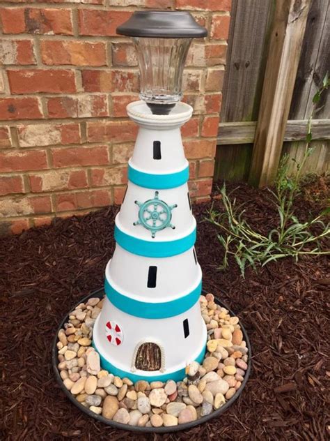 Make a Garden Art Lighthouse from Clay Pots