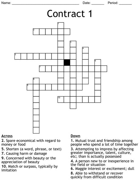 The Crossword Solver found 57 answers to "Contracts (7)", 7 letters crossword clue. The Crossword Solver finds answers to classic crosswords and cryptic crossword puzzles. Enter the length or pattern for better results. Click the answer to find similar crossword clues . Enter a Crossword Clue..