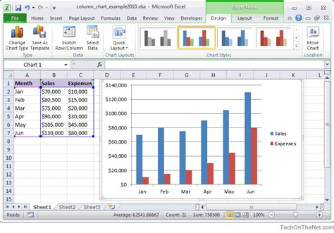 Make and Format a Column Chart in Excel
