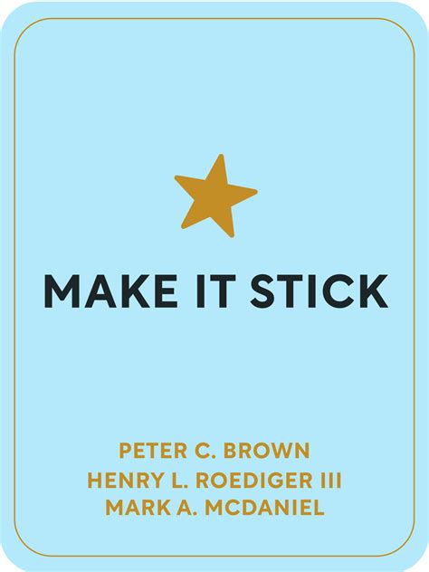 About this book. Drawing on cognitive psychology and other fields, Make It Stick offers techniques for becoming more productive learners, and cautions against study habits and practice routines that turn out to be counterproductive. The book speaks to students, teachers, trainers, athletes, and all those interested in lifelong learning and self ....