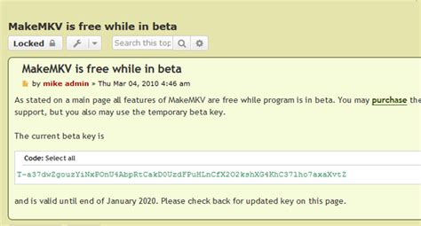 Make mkv beta key april 2023. This tool contacts the API of https://cable.ayra.ch/makemkv/ to get the latest key. It uses the "xml" API method. It will store some metadata in the registry to not exessively contact the API. Under normal circumstances the tool will only check for a key once the old one has expired. This means you don't need an internet connection to launch ... 