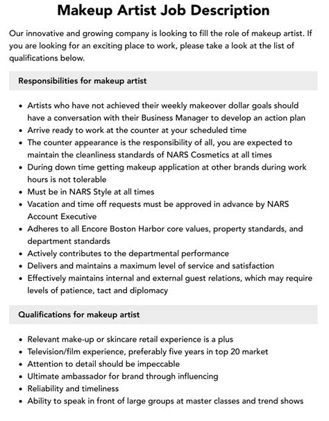 Makeup Artist Career Description
