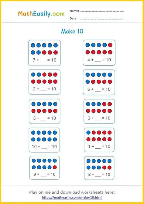 Making 10 Worksheetmaking 10 Addition Worksheet