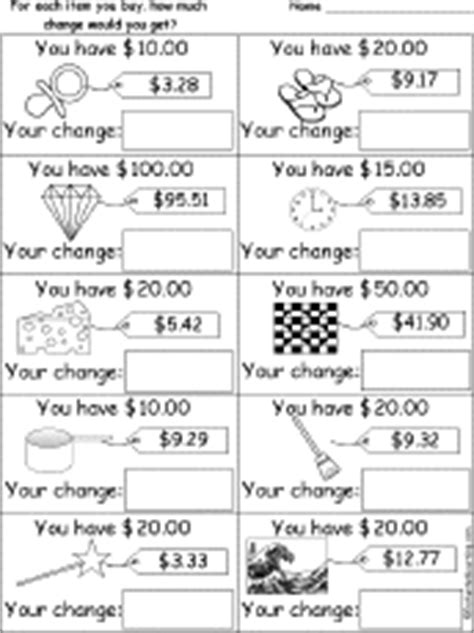 Making Change with Dollars Worksheets: EnchantedLearning com