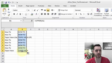 Making all capitals in excel