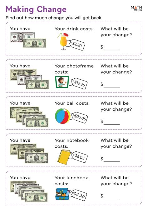 Making change worksheets 2nd grade.  the material or qualities needed fo...