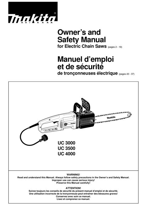 Makita uc 3000 uc 3500 uc 4000 chainsaw owner manual. - Manual for craftsman model 113 298240.