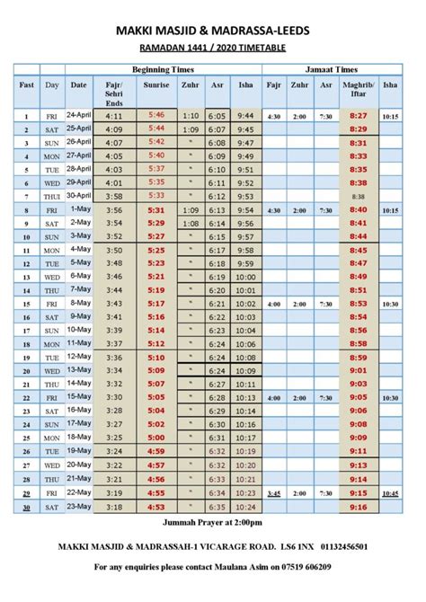 September Timetable. Makki Masjid · September 1, 2020 · September 1, 2020 ·. 