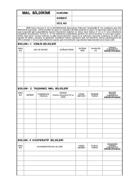 Mal Bildirim Formu 2023.