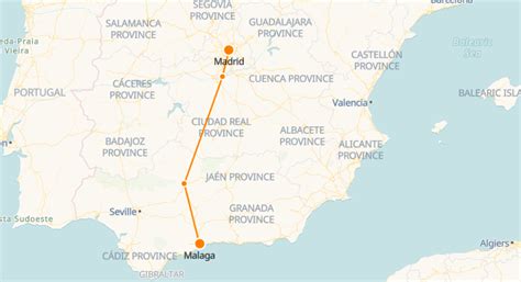 Flights from Malaga to Madrid Ave. Duration 1h 12m When Every day Estimated price $30–140. Iberia. Website iberia.com. Flights from Malaga to Madrid Ave. Duration 1h 16m When Every day Estimated price $35–230. Train operators. Renfe AVE. Phone +34 91 232 03 20 Website renfe.com.