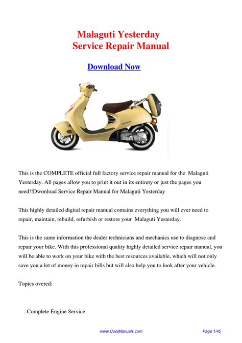 Malaguti yesterday scooter service repair manual download. - Costume jewelry a collectors guide millers collectors guide.