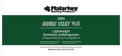 Malarkey secure start 1031.  PRODUCT USE Malarkey SecureStartTM Plus Synthetic ...