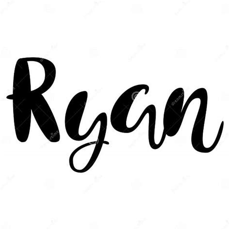 Male Name Ryan. Lettering Design. Handwritten Typography. Vector