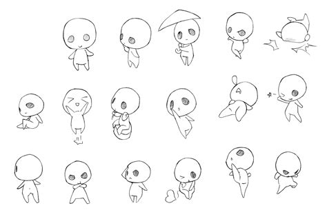 Chibi poses are stylized ways of drawing mini versions of characters from anime. The characters have large heads, big eyes, and small bodies..