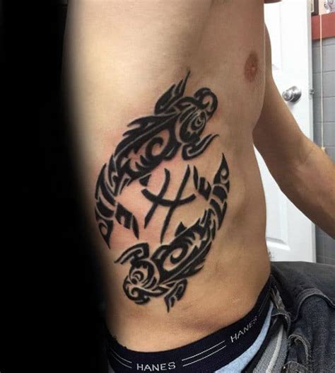 1. Cute Pisces Tattoo Design behind the neck for girls. 2. Pisces Tattoo Designs for men and women on Feet. 3. A Sketch-style Pisces tattoo design on the forearm. 4. Pisces Constellation Tattoo Design for men on the arm.. 