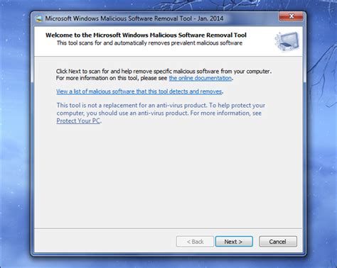 Malicious removal tool. Use the following free Microsoft software to detect and remove this threat: Microsoft Defender Antivirus for Windows 10 and Windows 8.1, or Microsoft Security Essentials for Windows 7 and Windows Vista; Microsoft Safety Scanner; Microsoft Windows Malicious Software Removal Tool; You should also run a full scan. A full scan … 