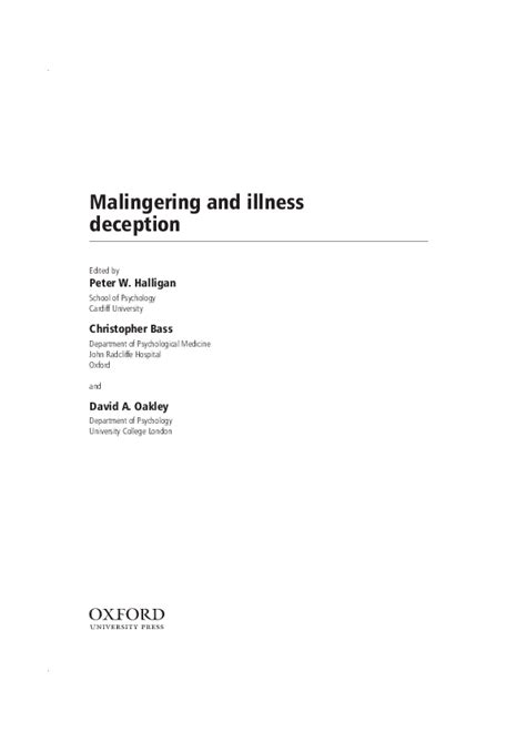Malingering and illness deception by peter w halligan. - Amc discover martha s vineyard amc s guide to the.
