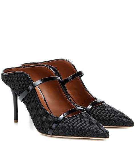 Malone souliers. A defining style in the Malone Souliers womens shoes stable, Maisie in kitten heels and flat styles embody glamour and feminine grace. The chunky braided elastic strap provides a thrilling textural counterpoint to the sleek, sinuous lines of the pointed toe section, with its sculpted almond shape and V-cut vamp. 