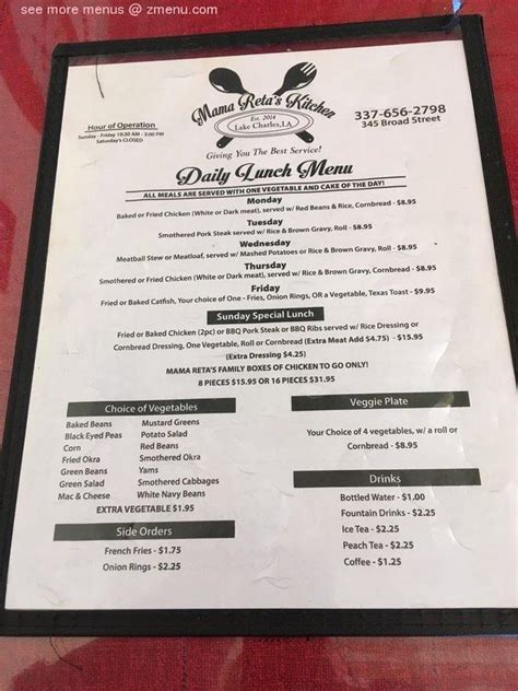 Would definitely recommend and come back again when in town." Best Soul Food in Lake Charles, LA - Mama Reta's Kitchen, The Foundation House Restaurant & Event Venue, Leonard's Food Quarters, Nina P's Cafe, Family Scratch, The Creole Spoon, Campbells Creole Bistro, Fods cafe, The Big Little Cafe.. 