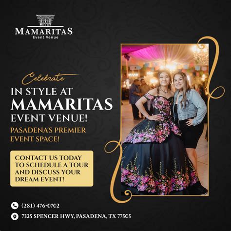 Mamaritas event venue. Mamaritas Event Venue, Pasadena, Texas. 1,624 likes · 8 talking about this · 463 were here. New elegant event venue located next to Mamaritas Mexican Restaurant. Complete packages available. Newly... 