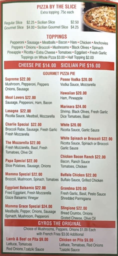 Mamma grace pizzeria & deli menu. View the menu for Cedar Run Bakery & Market and restaurants in Keene, NY. See restaurant menus, reviews, ratings, phone number, address, hours, photos and maps. ... Grover Hills Deli (Mineville, NY) ... see review. 3. Mamma Grace Pizzeria & Deli (Sparrow Bush, NY) I go to the Hawk's Nest all the time, as I live nearby and … 