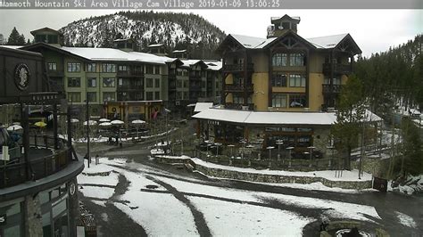 Mammoth cam village. Planning a Mammoth Mountain ski trip or just heading up for the day? View live ski conditions, snow totals and weather from the slopes right now with Mammoth Mountain webcams. Get a sneak peek of the mountain with each cam stationed at various locations. Visit our overview page for more about Mammoth Mountain ski resort. 