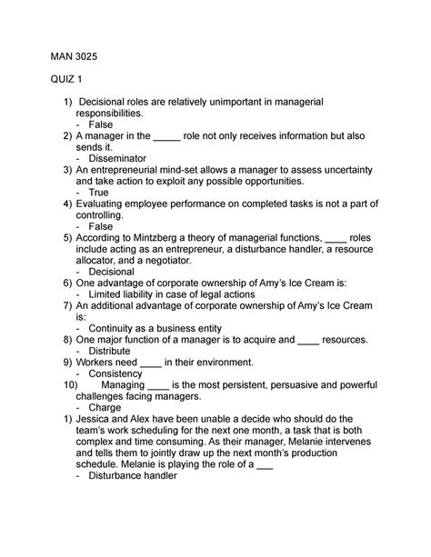 Man 3025 uf. MAN 3025 Organization and Management QUIZ CHAPTER 3. University: Florida International University. Course: Organization and Management (MAN3025) 60 Documents. Students shared 60 documents in this course. AI Chat. Info More info. Download. AI Quiz. Save. View full document. This is a preview. 