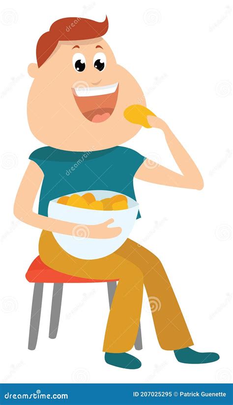 Man Eating Chips Illustrations & Vectors - Dreamstime