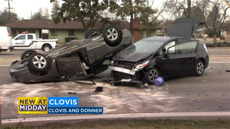 Man Hospitalized after Two-Vehicle Crash on Clovis Avenue [Fresno County, CA]