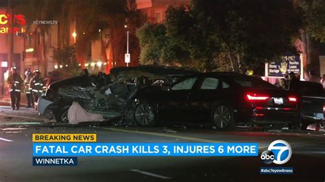 Man Killed, Two Others Injured in 3-Vehicle Crash on Winnetka Avenue [Los Angeles, CA]