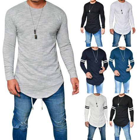 Man Long Sleeve Oversized Extra Long Tall Body T-shirts Casual …