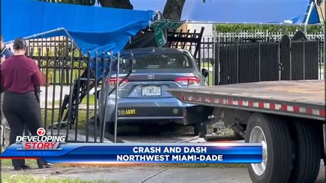 Man flees from Miami-Dade police with stolen car, crashes into front yard of NWMD home