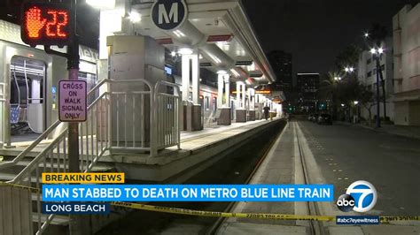 Man found stabbed to death on Long Beach metro train, suspect at large