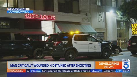 Man in critical condition after being shot at party in DTLA, 4 detained 